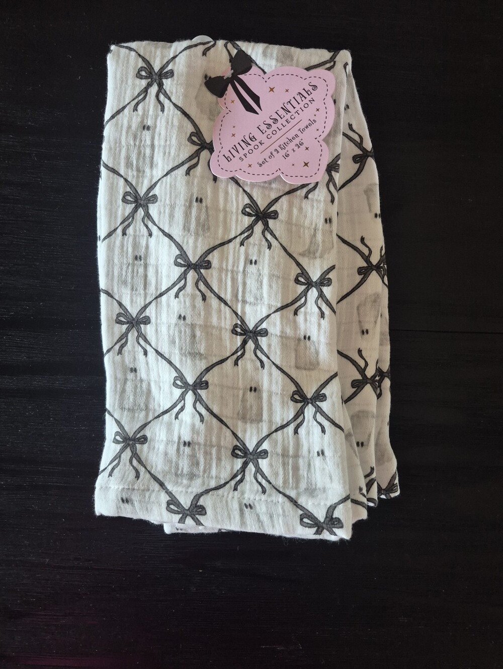Set Of 2 Halloweem Kitchen Dish Towels 100%cotton Spooky Ghost